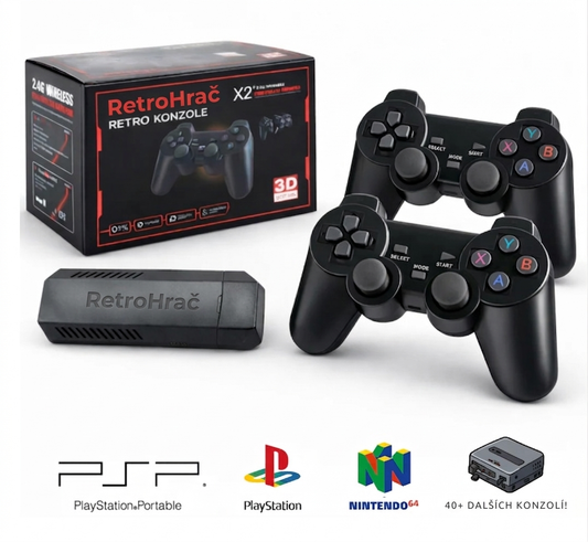 RetroHrač™ – Retro Konzole Plug & Play + 2 Ovladače
